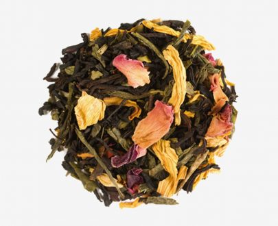 Te Mil y una Noches, te negro y té verde con aroma de pétalos de rosas y melocotón