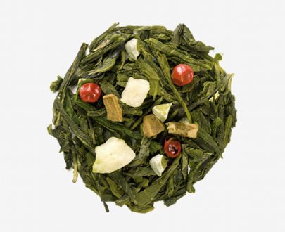 Té verde Pastel Navideño con naranja, piña, pimienta rosa, canela y aroma