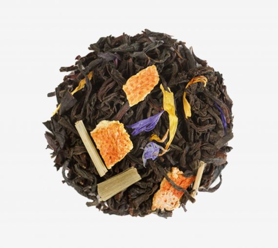 Té Taj Mahal, mezcla de té indio con canela, naranja, cáscara de limón y pétalos de rosas